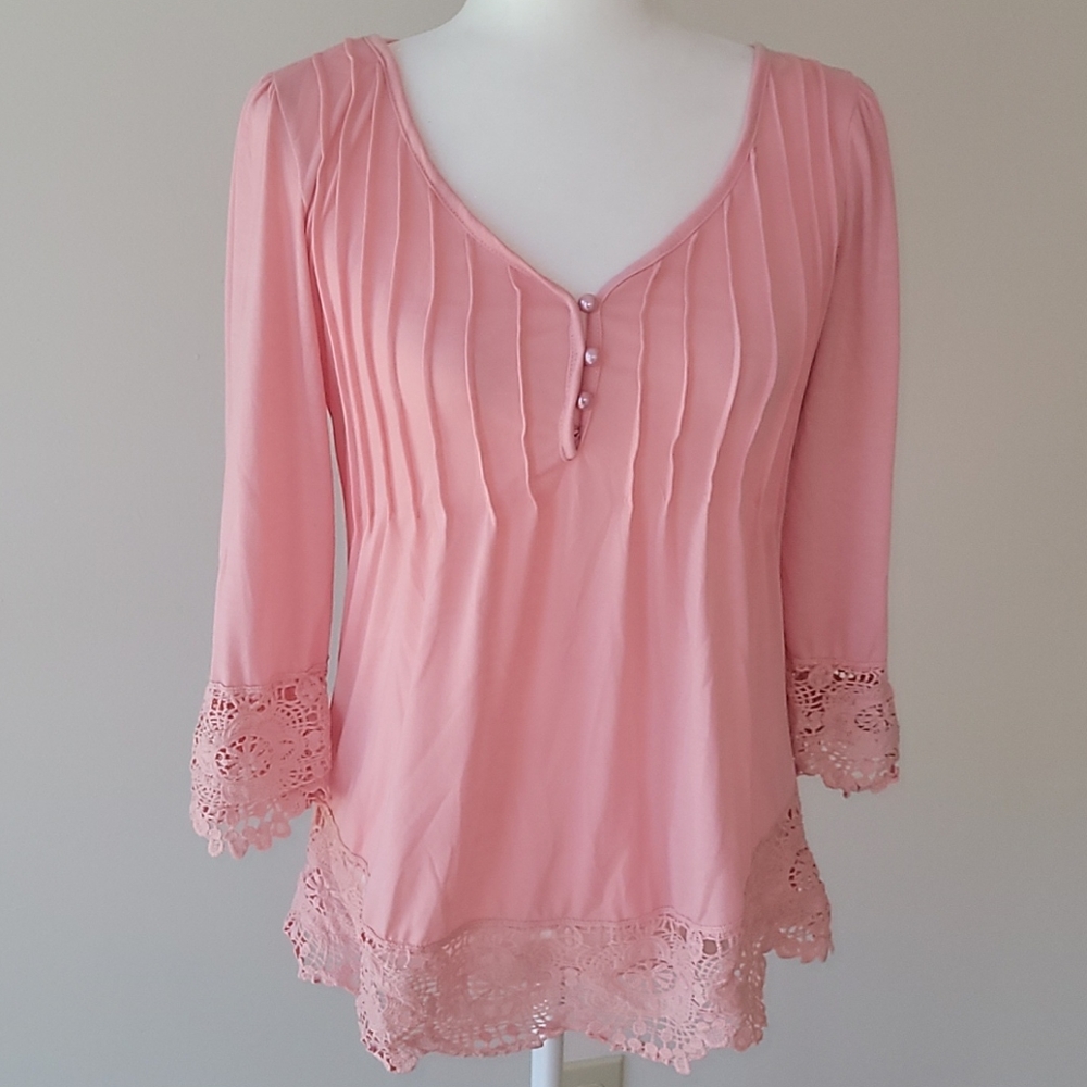 Pink v neck blouse